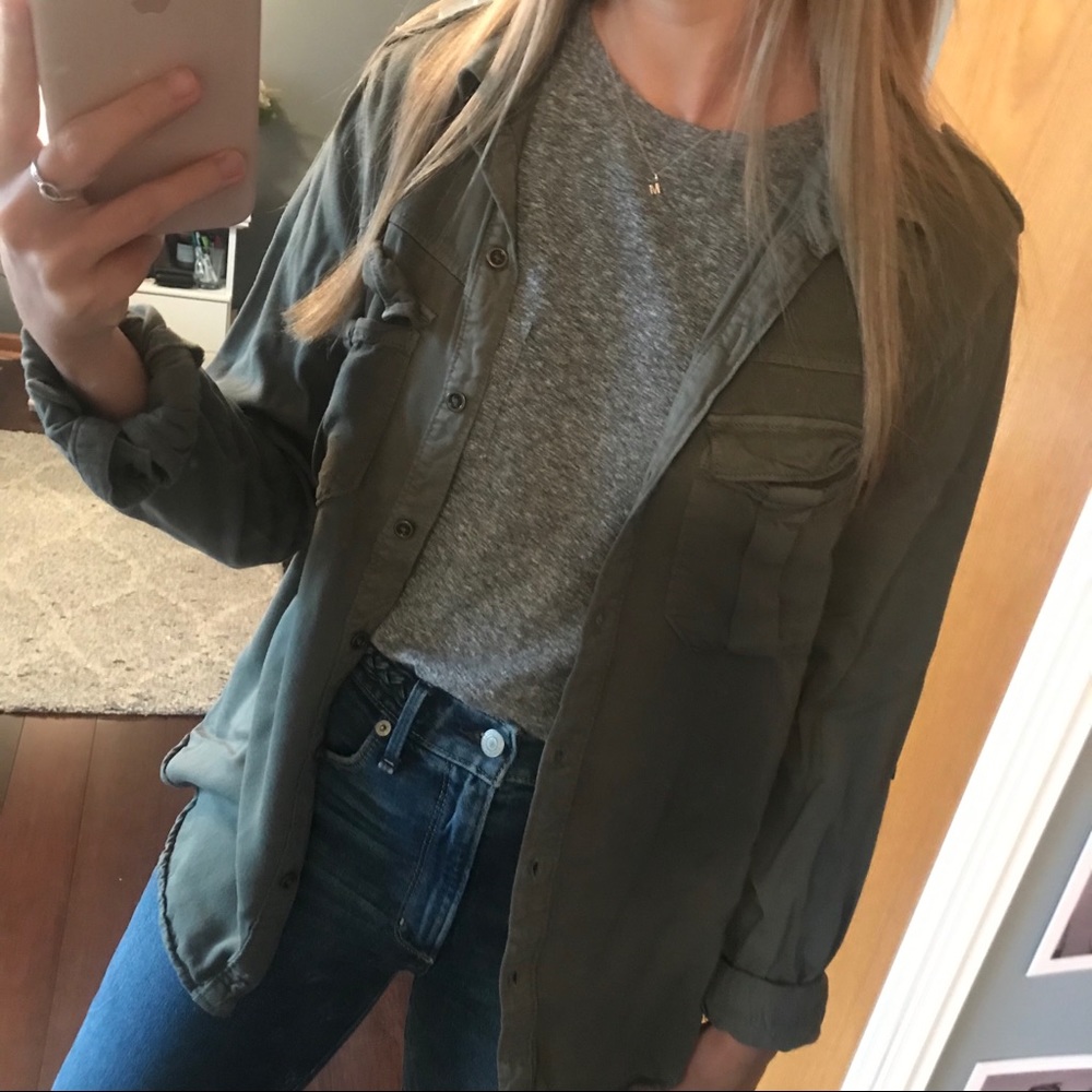 Army Green Button Up Shirt - Picture 2 of 8